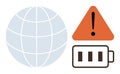 Global Connectivity Issues and Low Energy Warning Sign Royalty Free Stock Photo