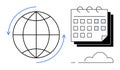 Global Connectivity and Scheduling Concept with Globe, Calendar, and Cloud Elements Royalty Free Stock Photo