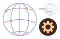 Global Connectivity and Technology Concept with Globe and Gear Elements Royalty Free Stock Photo