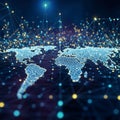 Global connectivity visualized with digital world map and network lights Royalty Free Stock Photo