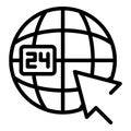 Global contact service icon, outline style