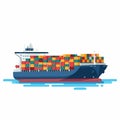 Global Container Ship Flat Design Illustration Royalty Free Stock Photo