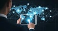Global Corporate Digital Visualization with Human Network and Business Technology Interface Royalty Free Stock Photo