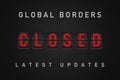 Global country border restrictions and closures latest update sign - Government closing borders to foreign people - Widespread