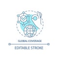 Global coverage turquoise concept icon