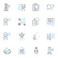 Global crisis linear icons set. Pandemic, Recession, Unemployment, Inflation, Economic, Lockdown, Quarantine line vector