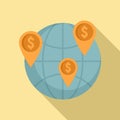 Global crowdfunding icon, flat style