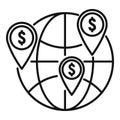Global crowdfunding icon, outline style