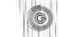 Global cryptocurrency GCC coin geometric symbol. 3d render hud target display digital electronic banking future