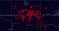Global cybersecurity breach image over world map with system hacked alerts