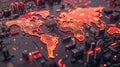 Global Cybersecurity Protection: Hologram and Lock Circuit on World Map Defending Against Cyberattacks