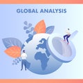 Global Data Analysis Flat Vector Illustration Royalty Free Stock Photo