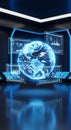 Global data analysis with futuristic digital interface and glowing earth Royalty Free Stock Photo