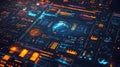 Global data analysis system displaying abstract digital interface Royalty Free Stock Photo