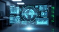 Global data analysis and visualization in modern server room Royalty Free Stock Photo