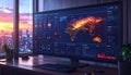 Global Data Analytics Dashboard on a Large Monitor Royalty Free Stock Photo
