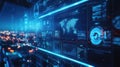 Global data analytics dashboard visualizing smart city network Royalty Free Stock Photo