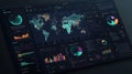 Global Data Analytics Dashboard with World Map and Charts Royalty Free Stock Photo