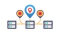 Global Data Centers Cloud Computing Network Icon, vector design Generative AI Royalty Free Stock Photo