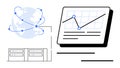 Global Data Connectivity and Analytics with Graph Chart and Server Network Royalty Free Stock Photo