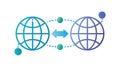 Global Data Exchange Between Globes, Digital Flow, vector design Generative AI Royalty Free Stock Photo