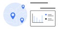 Global Data Insights Displayed with Location Markers and Analytical Dashboard Royalty Free Stock Photo