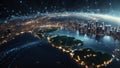 Global Data Network - Connected World with Intricate Data Streams - Generated using AI Technology Royalty Free Stock Photo