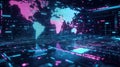 Global data network connecting world map digital technology Royalty Free Stock Photo