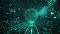 Global data network processing information in digital tunnel Royalty Free Stock Photo
