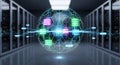 Global data network in server room Royalty Free Stock Photo