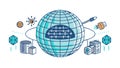 Global Data Network, Worldwide Information Flow, vector design Generative AI Royalty Free Stock Photo