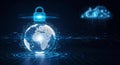 Global data protection and cloud security with digital lock â AI generated illustration Royalty Free Stock Photo