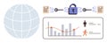 Global Data Security and Analytics Visualization with Encryption and Trends Chart Royalty Free Stock Photo
