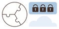 Global Data Security Represented by Puzzle Globe and Cloud with Locked Padlocks Royalty Free Stock Photo