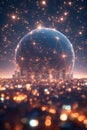 Global Data Sphere: Abstract Interconnected Network Visualization, Portrait Images Generative AI Royalty Free Stock Photo