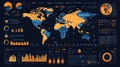 Global data visualization map, charts, background, analysis, report Royalty Free Stock Photo