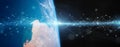 Global datas exchanges and connections system over the globe 3D rendering elements of this image furnished by NASA