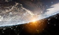 Global datas exchanges and connections system over the globe 3D rendering elements of this image furnished by NASA