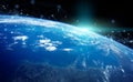 Global datas exchanges and connections system over the globe 3D rendering elements of this image furnished by NASA