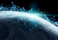 Global datas exchanges and connections system over the globe 3D rendering elements of this image furnished by NASA