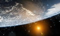 Global datas exchanges and connections system over the globe 3D rendering elements of this image furnished by NASA