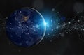 Global datas exchanges and connections system over the globe 3D rendering elements of this image furnished by NASA