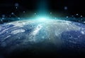 Global datas exchanges and connections system over the globe 3D rendering elements of this image furnished by NASA