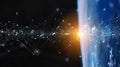 Global datas exchanges and connections system over the globe 3D rendering elements of this image furnished by NASA