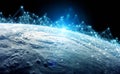 Global datas exchanges and connections system over the globe 3D rendering elements of this image furnished by NASA