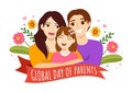 Global Day of Parents Illustration with Importance of Being a Parenthood and its Role in Kids in Flat Cartoon Hand Drawn