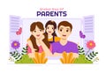 Global Day of Parents Illustration with Importance of Being a Parenthood and its Role in Kids in Flat Cartoon Hand Drawn