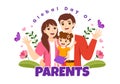 Global Day of Parents Illustration with Importance of Being a Parenthood and its Role in Kids in Flat Cartoon Hand Drawn