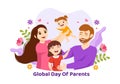 Global Day of Parents Illustration with Importance of Being a Parenthood and its Role in Kids in Flat Cartoon Hand Drawn