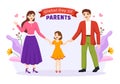 Global Day of Parents Illustration with Importance of Being a Parenthood and its Role in Kids in Flat Cartoon Hand Drawn